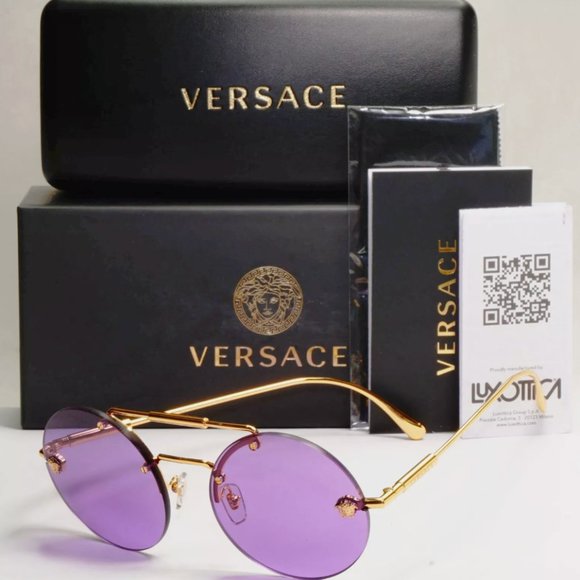 Versace Purple Rimless Medusa 56mm Sunglasses